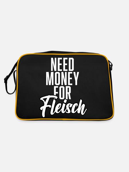 Need Money For Meat - Retro Bag - black/gold - Back