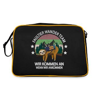 Faultier Wander Team Wandern Abenteuer - Retro Tasche - Schwarz/Gold - Hinten