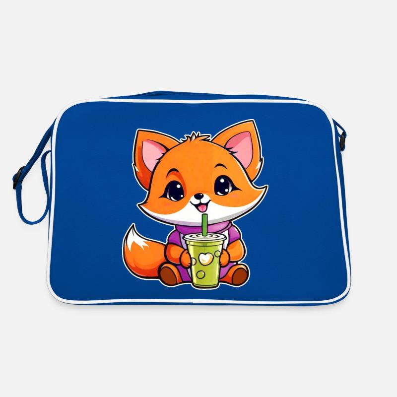 Cute Fox with Bubble Tea Retro Bag