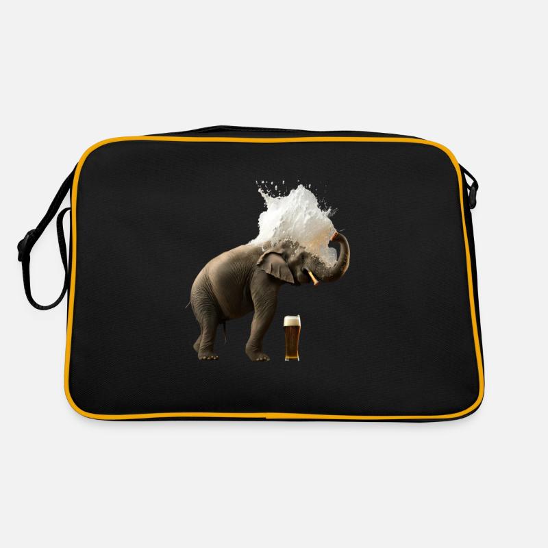 Elefant Duscht in Bier. Cooles Tier mit Alkohol Retro Tasche