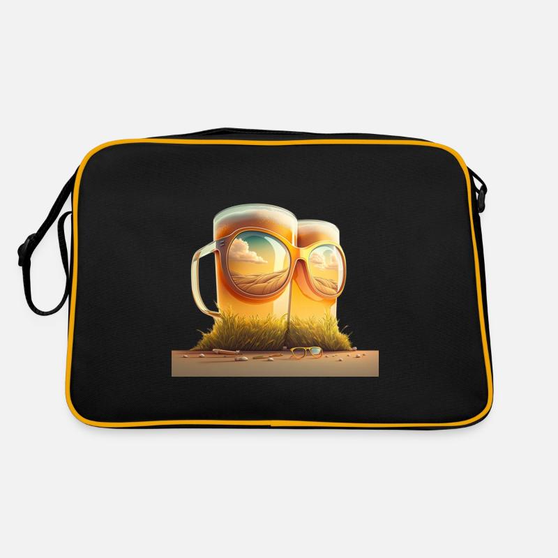 Zwei Bier mit Sonnenbrille am Strand Retro Tasche