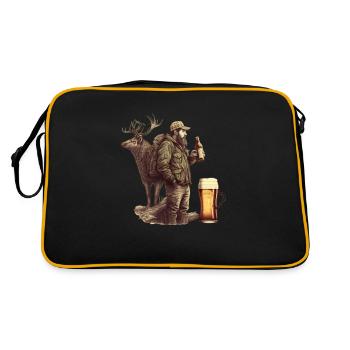 Wild encounter: Beer hunter and deer - Retro Bag - black/gold - Back