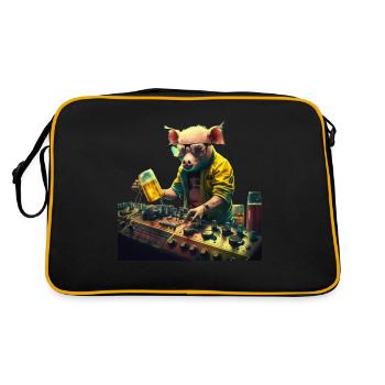 DJ de cochon bestial cool avec de la bière - Sac Retro - noir/or - Dos
