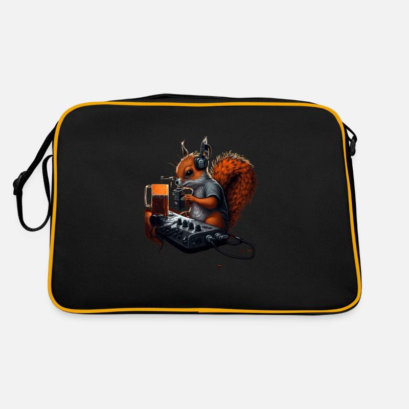Techno DJ Squirrel with Beer Retro Bag