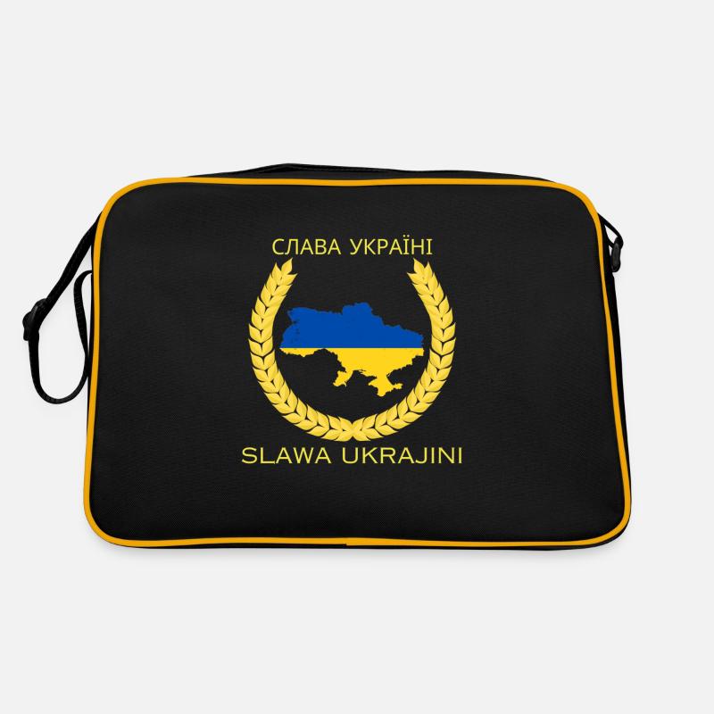Слава Україні Slawa Ukrajini - Retro Tasche - Schwarz/Gold
