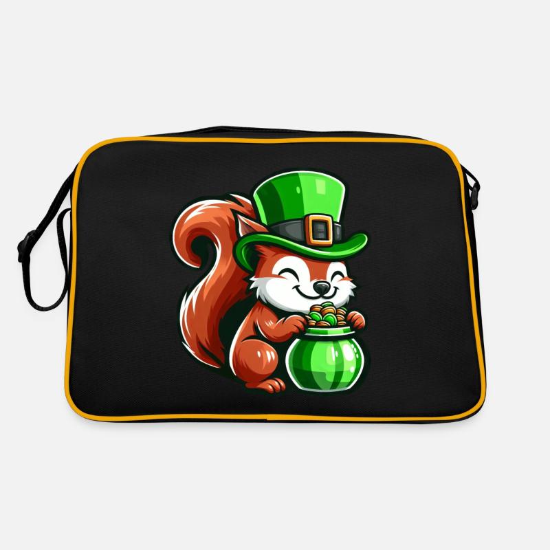 St. Patrick's Day Süßes Eichhörnchen Comic Design Retro Tasche
