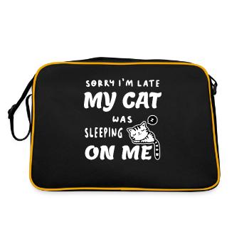 Désolé je suis en retard, mon chat dort sur moi pour un amoureux des chats - Sac Retro - noir/or - Dos