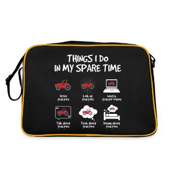 Dinge, die ich in meinem Freizeit-Traktorfahrer - Retro Tasche - Schwarz/Gold - Hinten