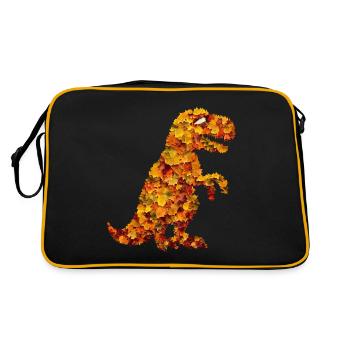Dinosaure Trex du feuillage des feuilles d’automne - Sac Retro - noir/or - Dos