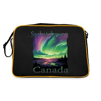 Aurores boréales de la Saskatchewan dans le style grunge - Sac Retro - noir/or - Dos