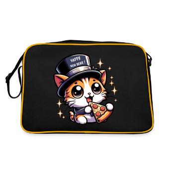New Year Sylvester Cat Salam Pizza Happy New Year - Retro Bag - black/gold - Back