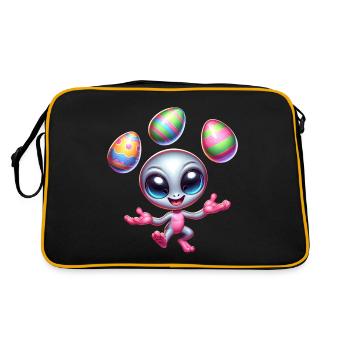 Alien-Osterjongleur: Eierakrobatik - Retro Tasche - Schwarz/Gold - Hinten