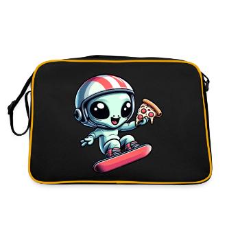Mignon Comic Alien Snowboard Snowboarder - Sac Retro - noir/or - Dos