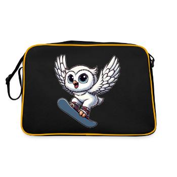 hibou snowboard snowboarder harfang des neiges sports d’hiver - Sac Retro - noir/or - Dos