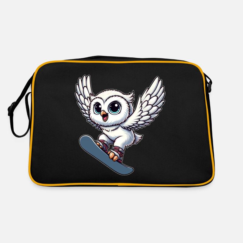 Eule snowboard snowboarder schneeeule Wintersport - Retro Tasche - Schwarz/Gold