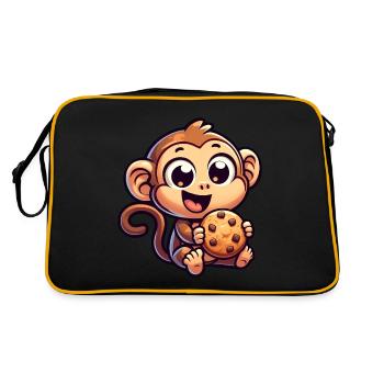 Chimpanzé avec friandise sucrée au biscuit - Sac Retro - noir/or - Dos