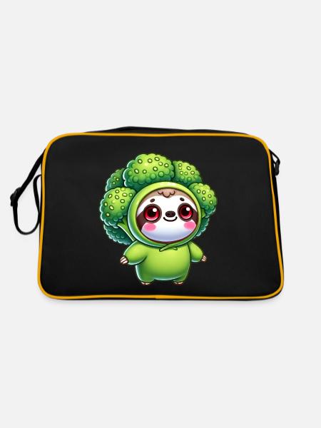 Sloth Broccoli Vegetable Costume Carnival - Retro Bag - black/gold - Back