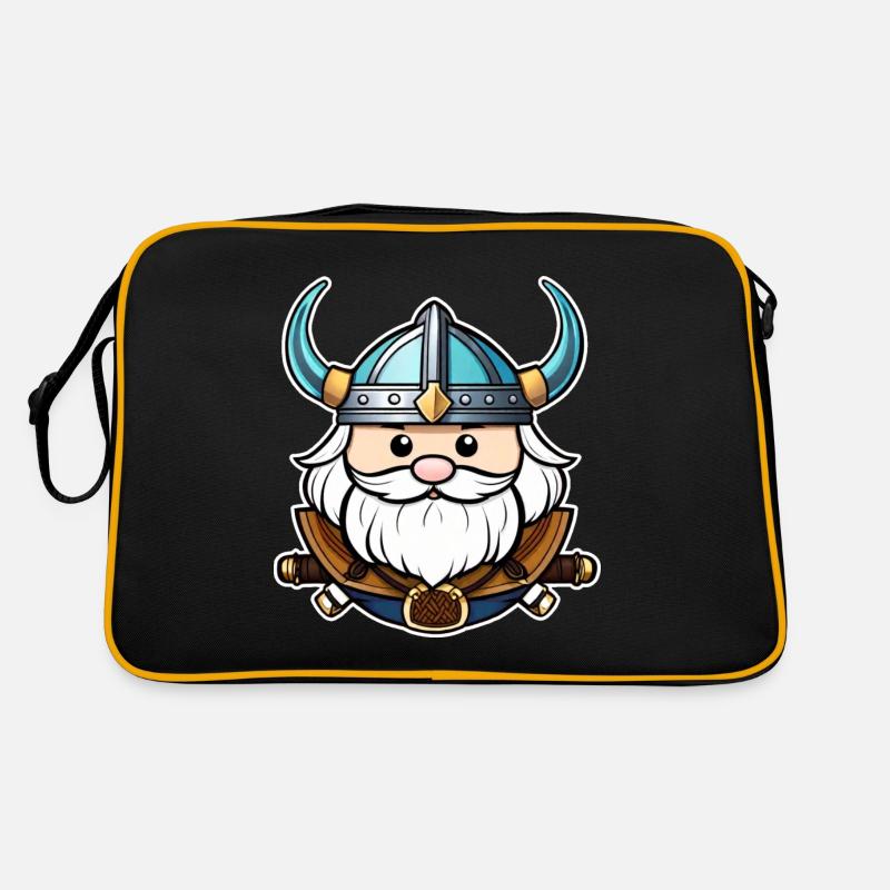 Stolzer Wikinger mit Hörner Helm Retro Tasche