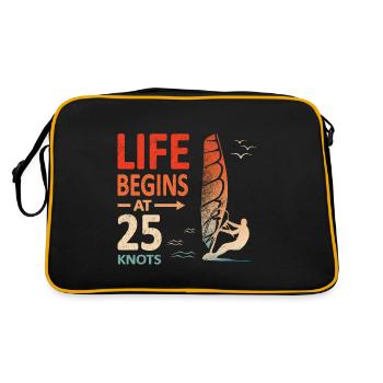 Life begins at 25 knots windsurfer planing - Retro Bag - black/gold - Back