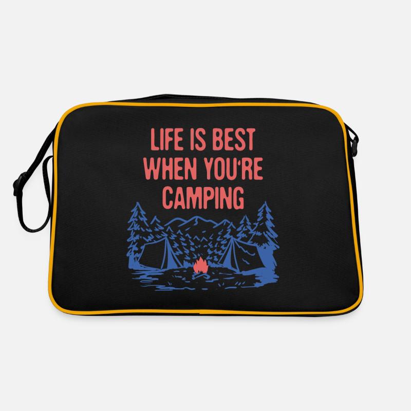 Life is Best When Camping Positivity Camper Retro Tasche
