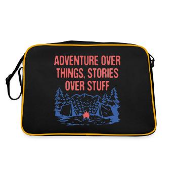 Adventure Over Things Stories Over Stuff Camping - Retro Tasche - Schwarz/Gold - Hinten