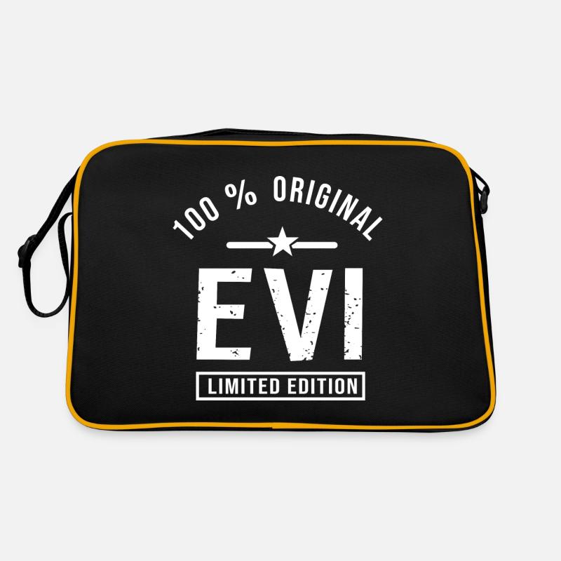 Evi Geschenk tshirt personalisierte Vorname evi, Evi - Retro Tasche - Schwarz/Gold