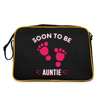 Bientôt tante, tante mignonne, nouvelle tante, drôle de tante - Sac Retro - noir/or - Dos