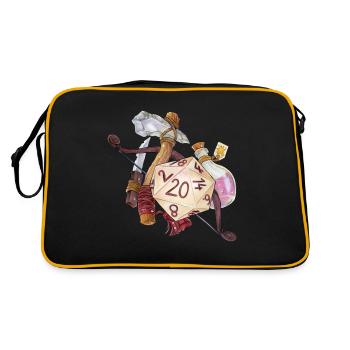 Rollenspiel Tabletop D20 Würfel Geschenk - Retro Tasche - Schwarz/Gold - Hinten