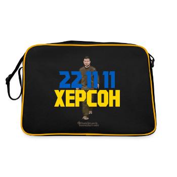 Kherson 22 11 11 Zelensky Ukraine - Retro Bag - black/gold - Back