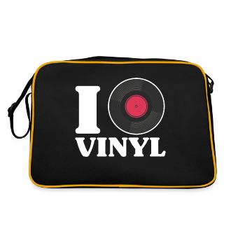 I love vinyl Design for a vinyl format lover - Retro Tasche - Schwarz/Gold - Hinten