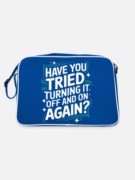 Technischer Support Computerfreak Nerd - Retro Tasche - Blau/Weiß - Hinten