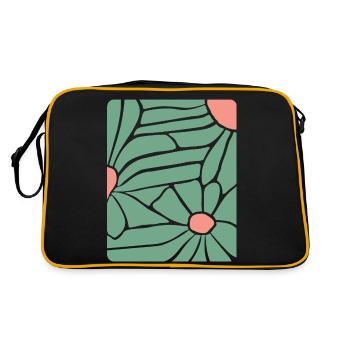 Abstract Floral Boho - Retro Tasche - Schwarz/Gold - Hinten