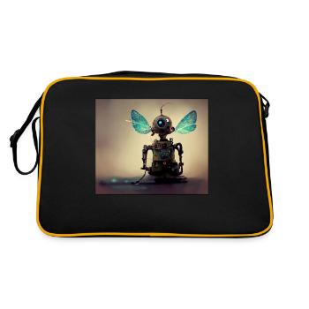 Feenroboter - Retro Tasche - Schwarz/Gold - Hinten