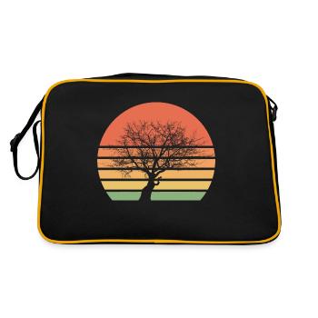 Un bel arbre au coucher de soleil rétro vintage - Sac Retro - noir/or - Dos