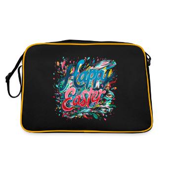 Frohe Ostern Bunte Eierjagd Osterkorb für Kinder - Retro Tasche - Schwarz/Gold - Hinten