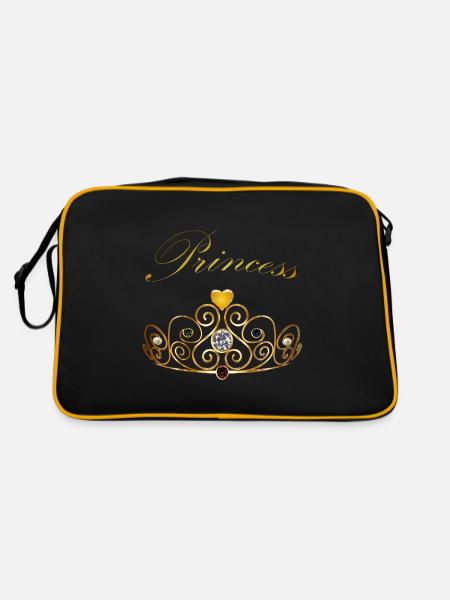 Princess Queen Gold Crown Tiara Gems Beads - Retro Bag - black/gold - Back