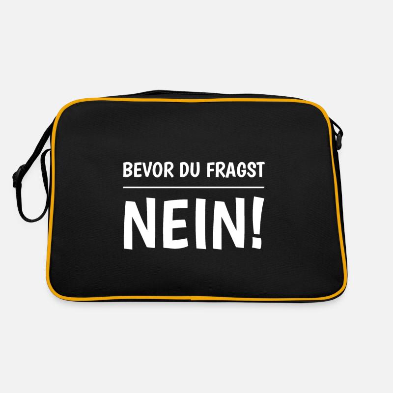 Bevor Du Fragst Nein - Retro Tasche - Schwarz/Gold