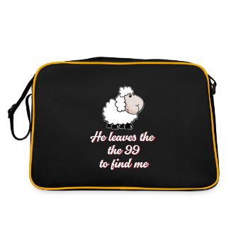 Jesus Christ lost sheep black sheep parable Luke - Retro Tasche - Schwarz/Gold - Hinten