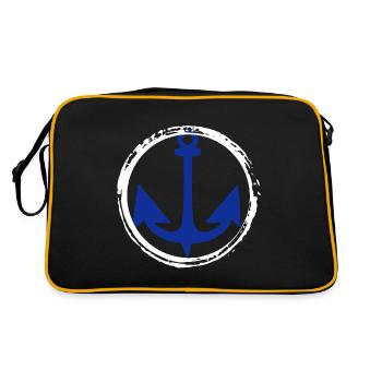 Anker Nautik Seefahrer Pier Meer Maritim - Retro Tasche - Schwarz/Gold - Hinten