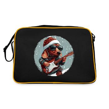 Teckel chien Noël Rocker Guitare Teckel - Sac Retro - noir/or - Dos
