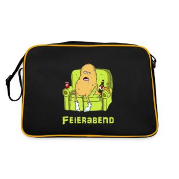 Feierabend. Chillen. Gammeln - Retro Tasche - Schwarz/Gold - Hinten