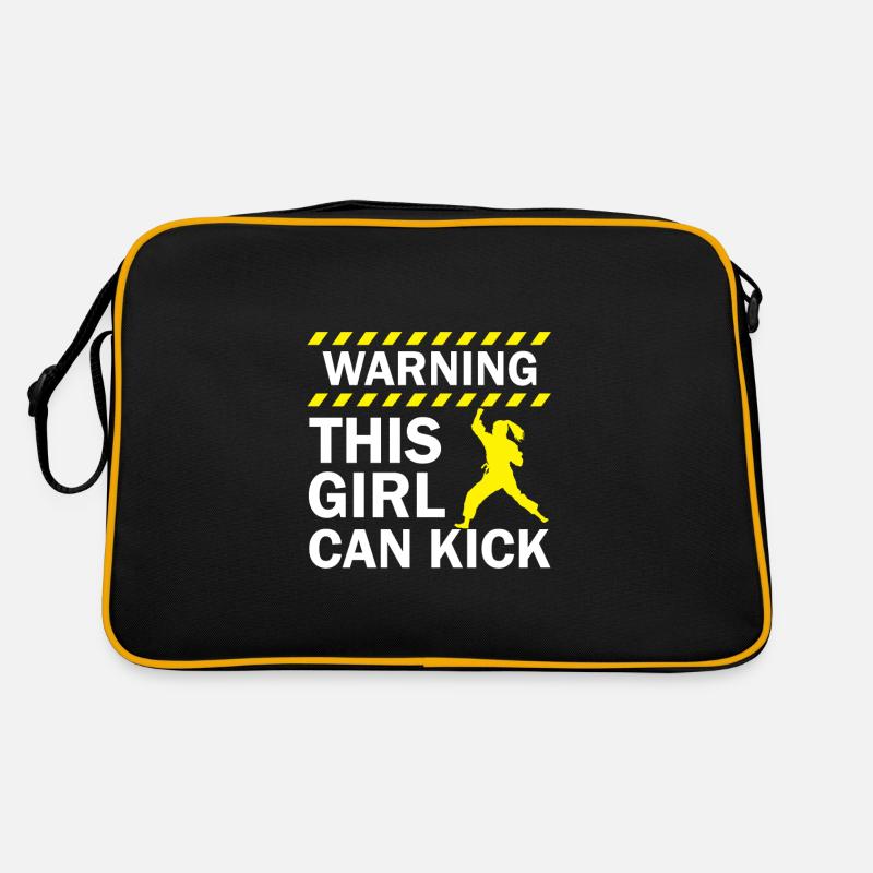 Warning this girl can Kick Retro Tasche
