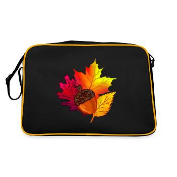 Fall foliage leaves forest acorn - Retro Bag - black/gold - Back