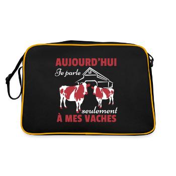 Vache Shirt • Mes vaches • Vache Cadeau - Sac Retro - noir/or - Dos