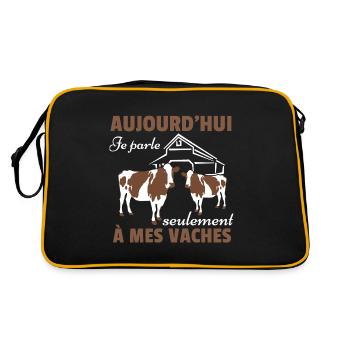 Vache Shirt • Mes vaches • Vache Cadeau - Sac Retro - noir/or - Dos