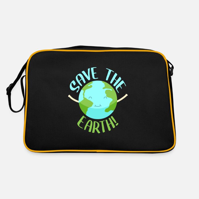 Erde Klimaschutz Klimawandel Spruch - Retro Tasche - Schwarz/Gold