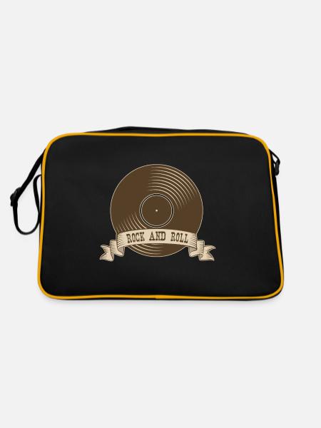 Rock n Roll Rock Rock and Roll Music Vinyl - Retro Bag - black/gold - Back