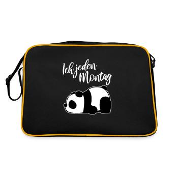 Ours panda drôle disant lundi - Sac Retro - noir/or - Dos