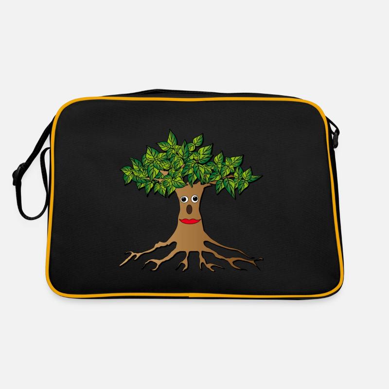 Baum - Retro Tasche - Schwarz/Gold