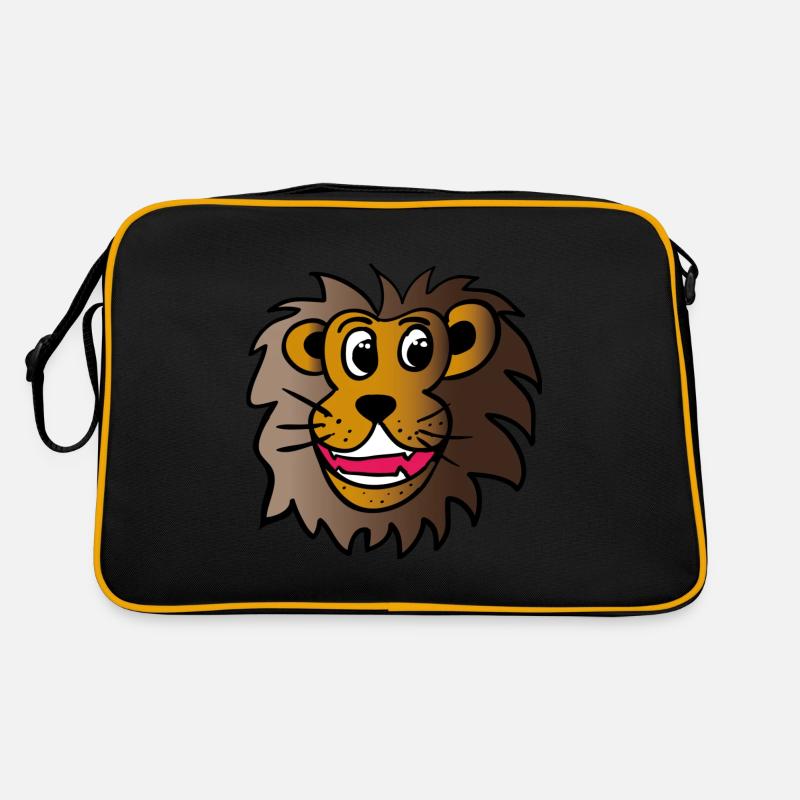 Lustiger Löwe - Retro Tasche - Schwarz/Gold